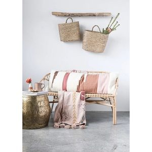 Pink Embroidered Throw Blanket